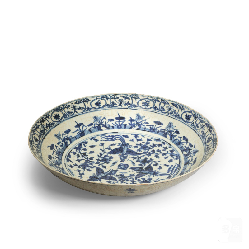 明晚期 漳州窰青花鳳紋盤 | A LARGE SWATOW BLUE AND WHITE 'PHOENIXES' CHARGER - 图2
